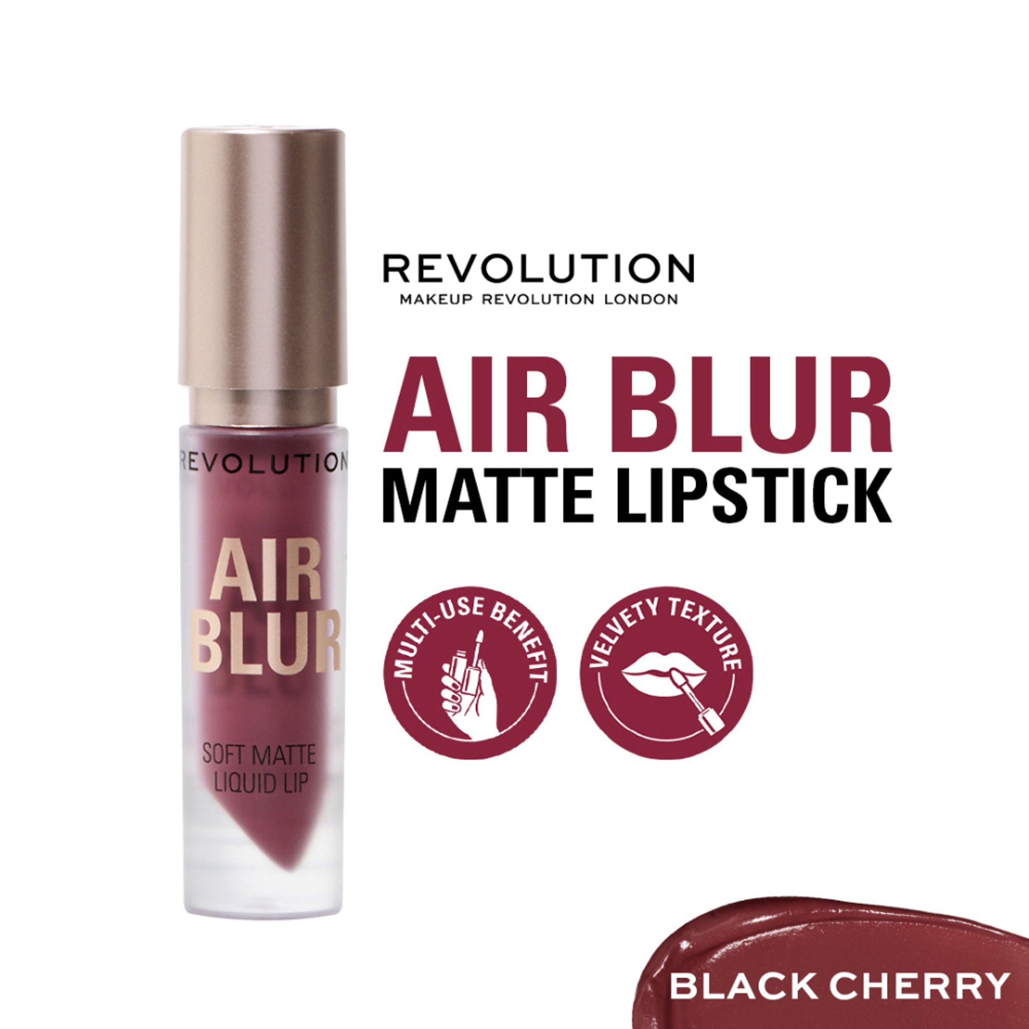 Makeup Revolution Air Blur Matte Liquid Lipstick - Black Cherry