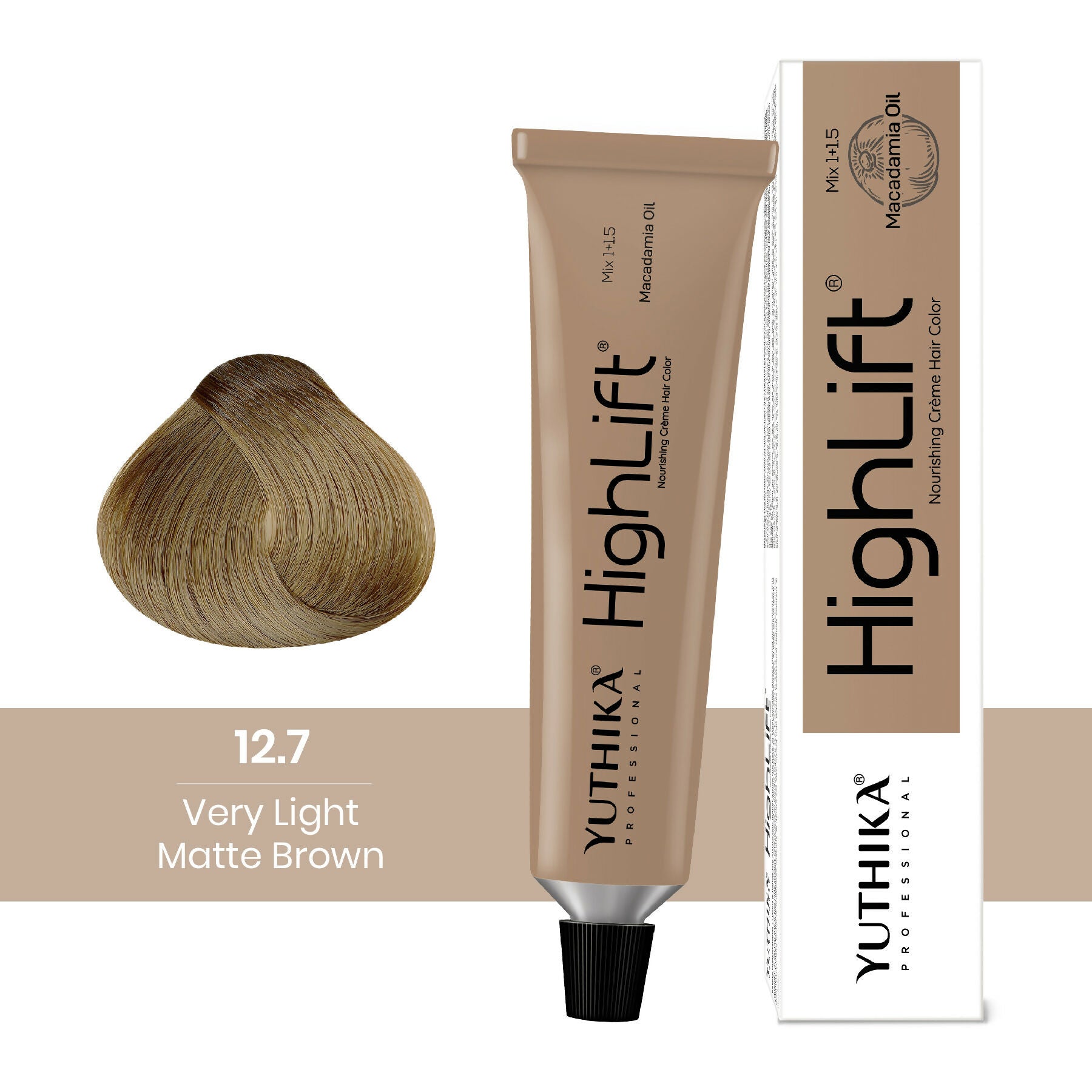 Yuthika Professional High lift Creme Hair Colour 12.7 Very Light Matte Brown
