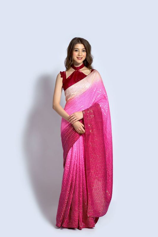 Aastha Multi Vichitra silk Heavy Satin Banglori work Wine color