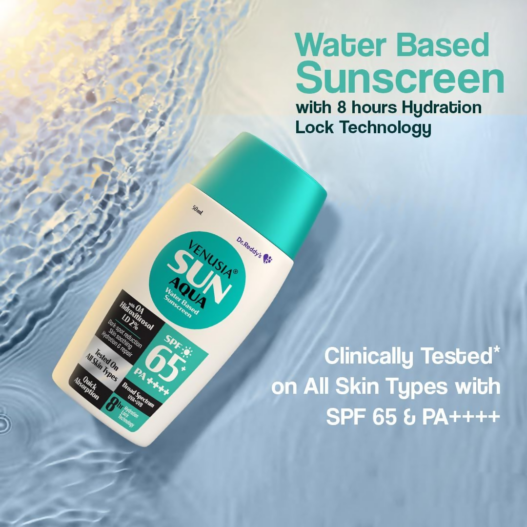 Dr. Reddy's Venusia Sun Aqua Water Based Sunscreen SPF 65 For Oily & Acne Skin