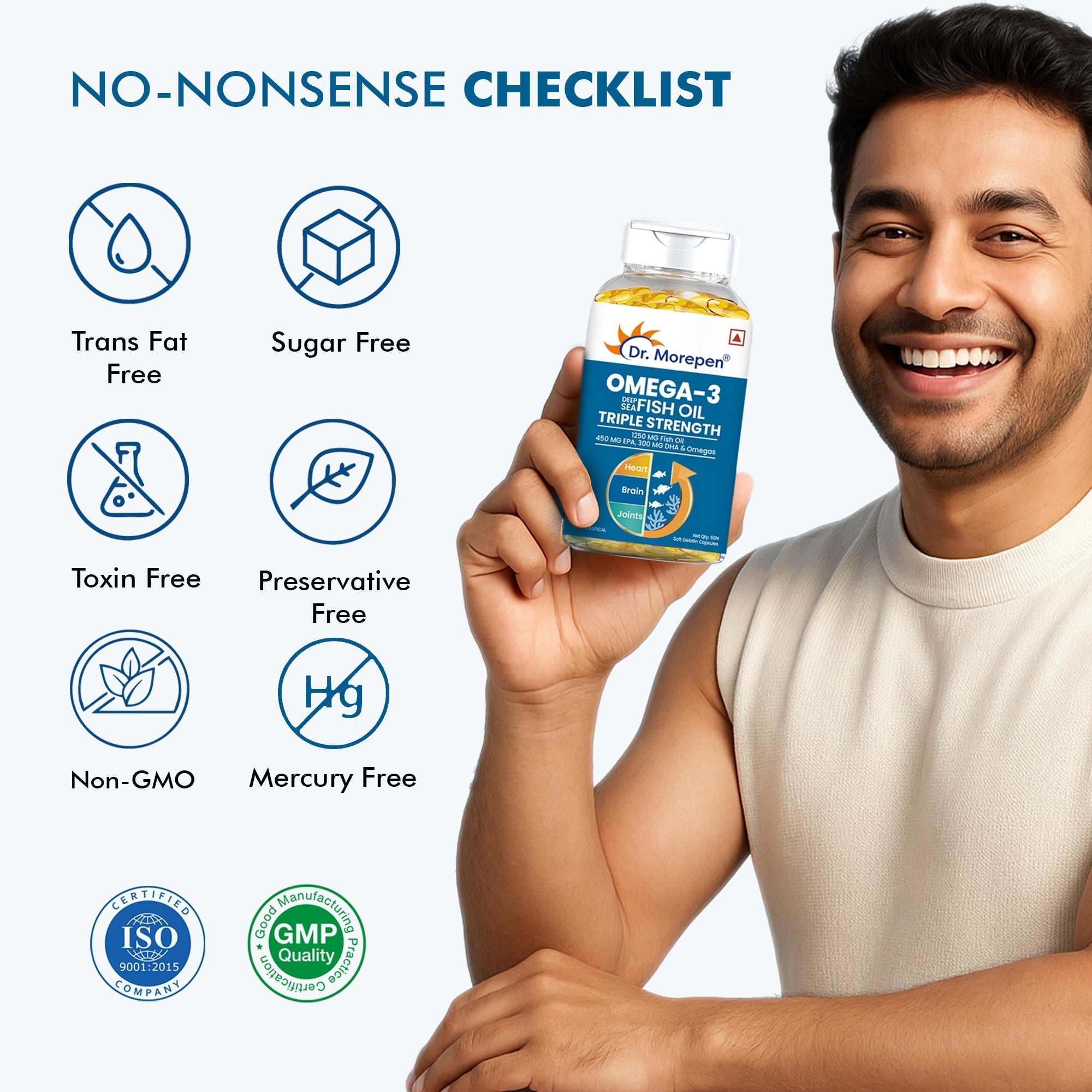 Dr Morpen Omega-3 1250Mg Deep Sea Fish Oil Triple Strength Softgel Capsules