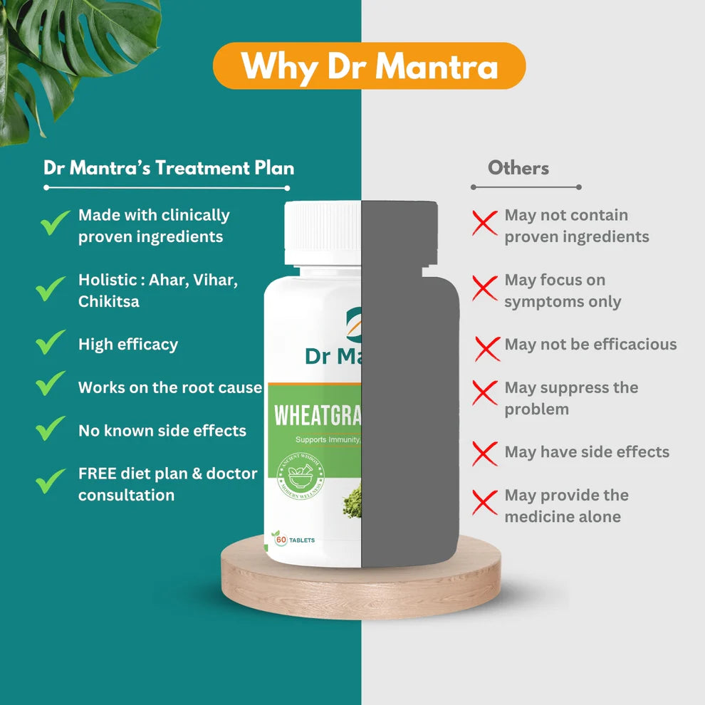 Dr Mantra Wheatgrass Tablets Superfood for Daily Detox| 60 Tablets
