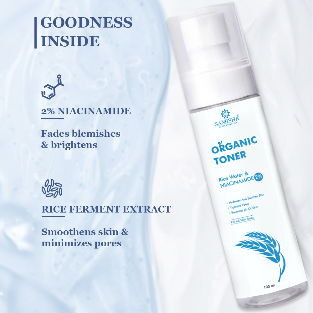 Samisha 2% Niacinamide & Rice Water Organic Face Toner