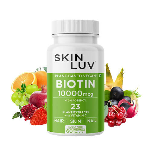 SkinLuv Plant Based Vegan Biotin 10000mcg Sugar Free Veg Tablet