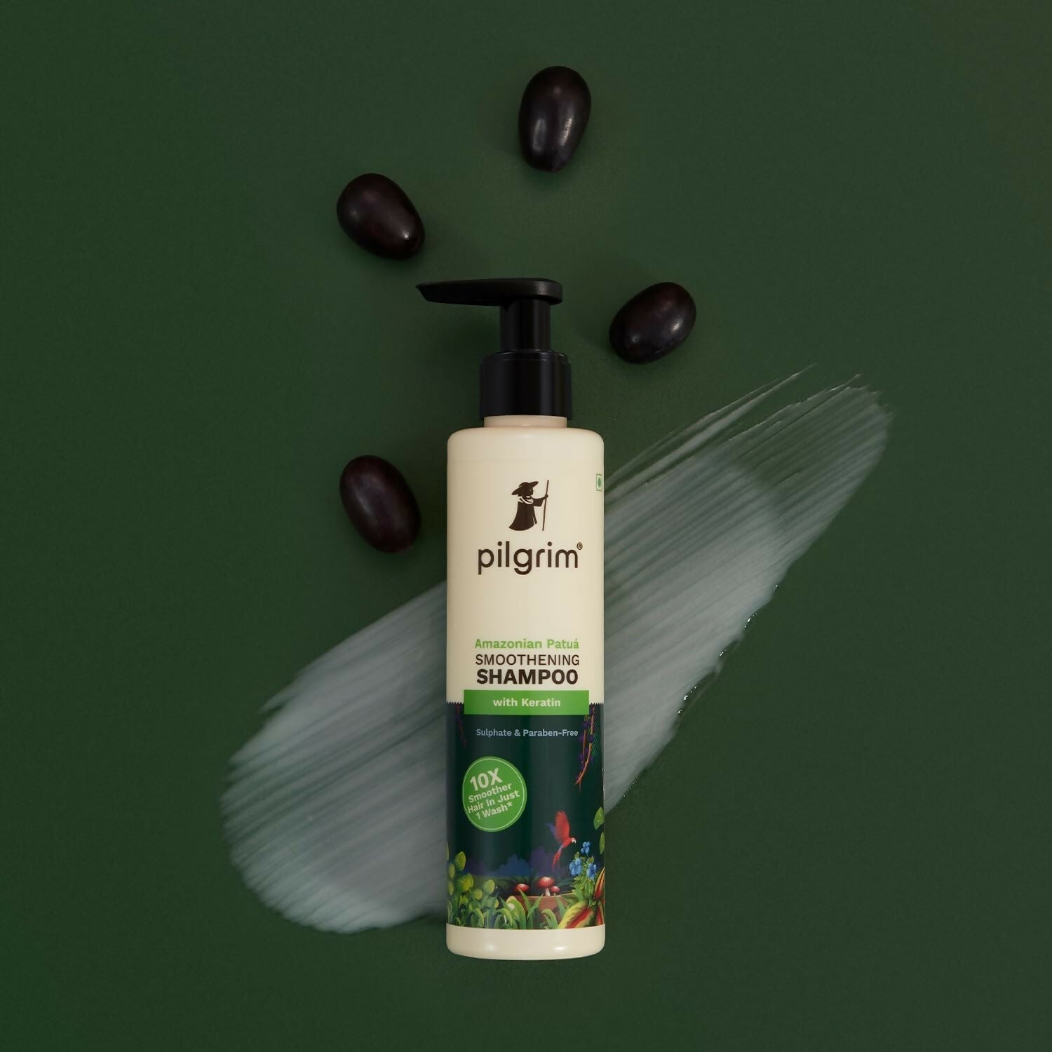 Pilgrim Patuá & Keratin Hair Smoothening Shampoo For Dry & Frizzy Hair, For Hair Smoothening & Healthy Scalp