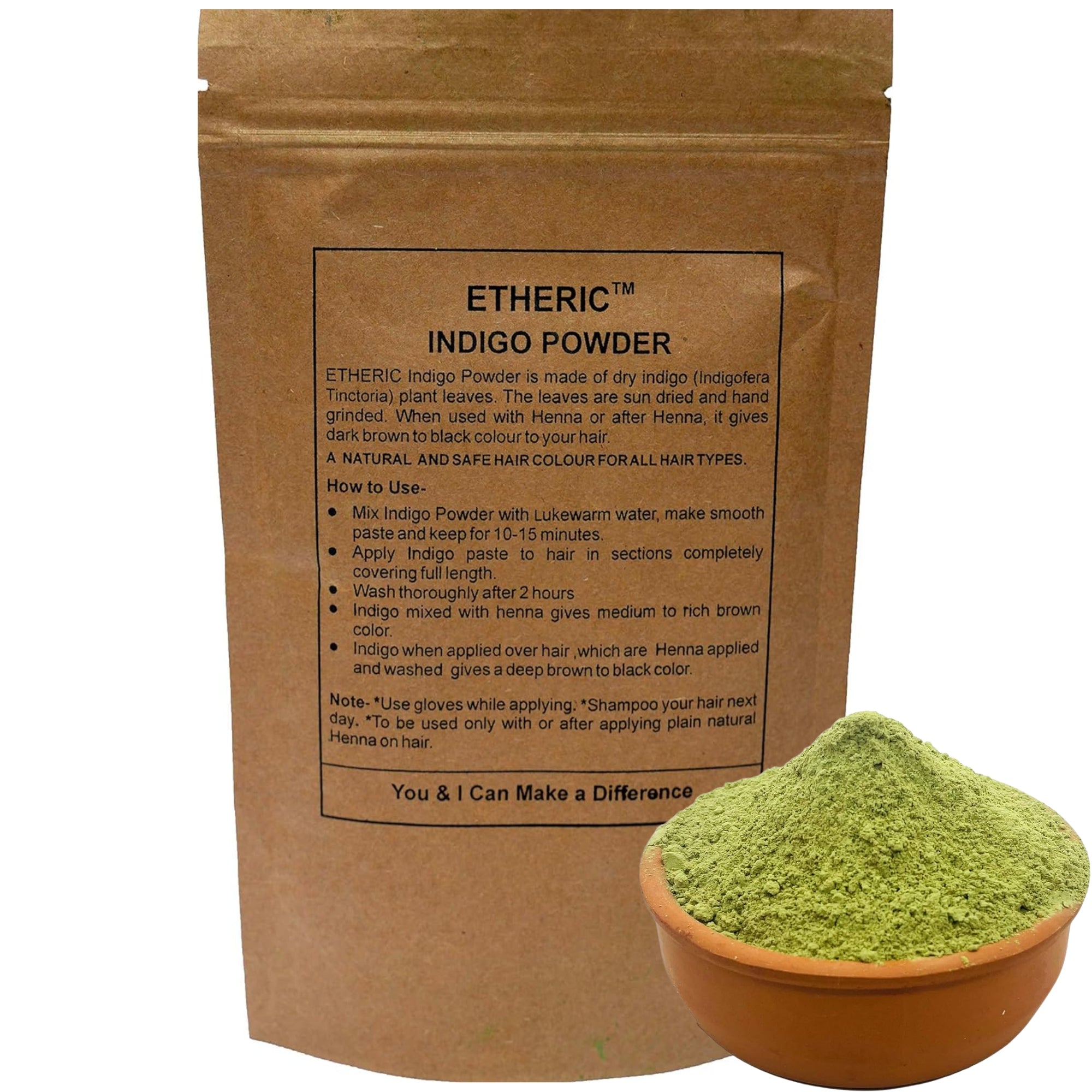 Etheric Indigo Hair Dye II Indigo Leaves Powder (200 gm Pack) for Chemical Free Natural Hair Coloring & Dye | Ammonia Free