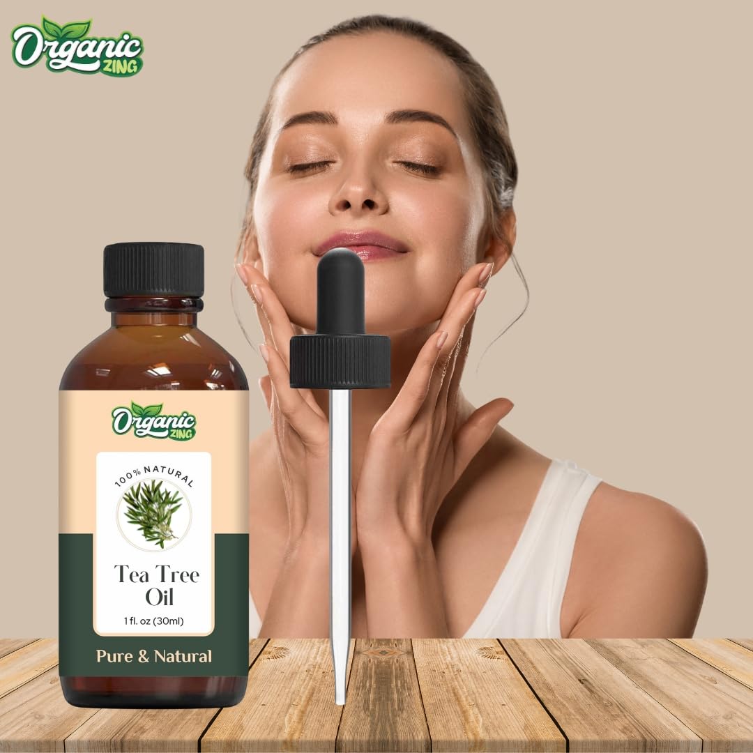 Organic Zing Tea Tree (Melaleuca Alternifolia) Oil | Pure & Natural Essential Oil for Aroma, Diffusers, Skincare & Haircare