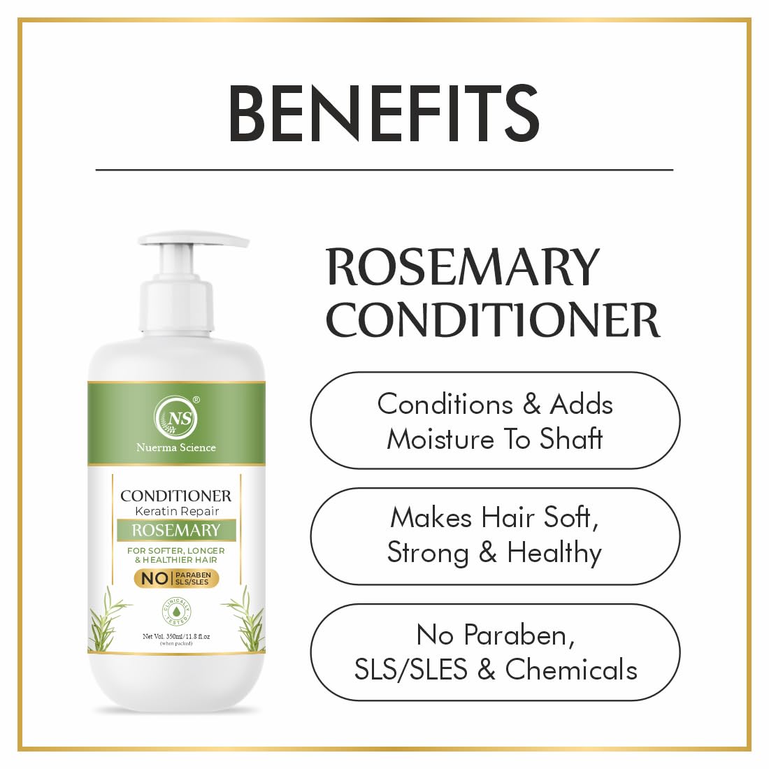 Nuerma Science Keratin Repair Rosemary Hair Conditioner for Softer, Longer & Healthier Hair