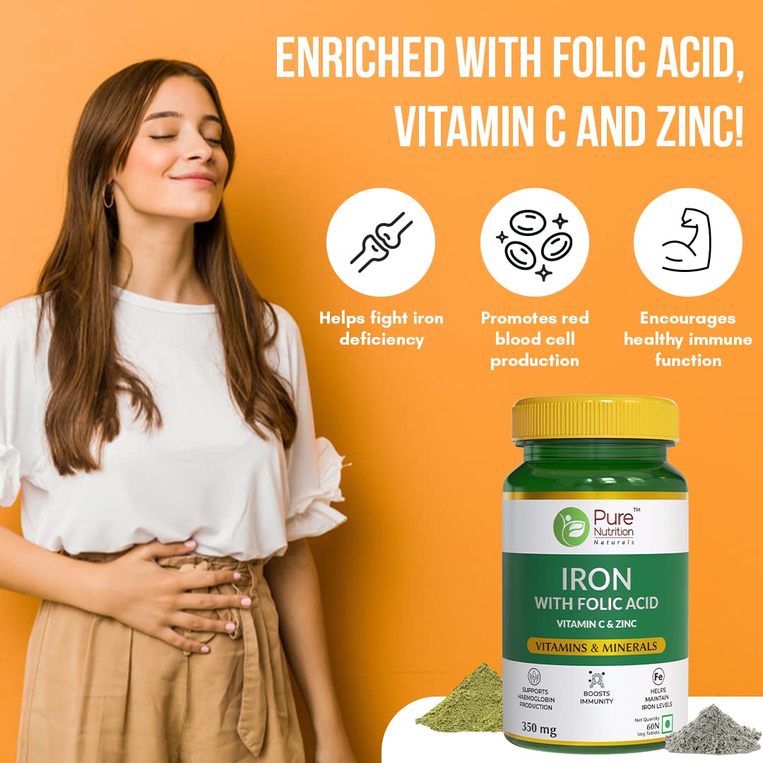 Pure Nutrition Iron Folic Acid with Zinc & Vitamin C Tablets