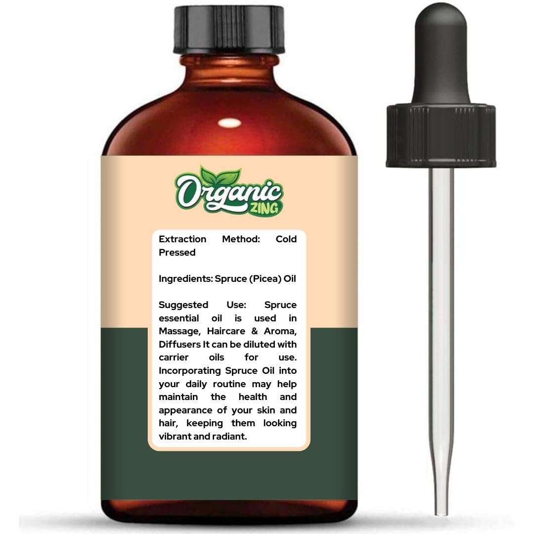 Organic Zing Spruce (Picea) Oil | Pure & Natural Essential Oil for Aroma, Diffusers, Hair Care & Massage