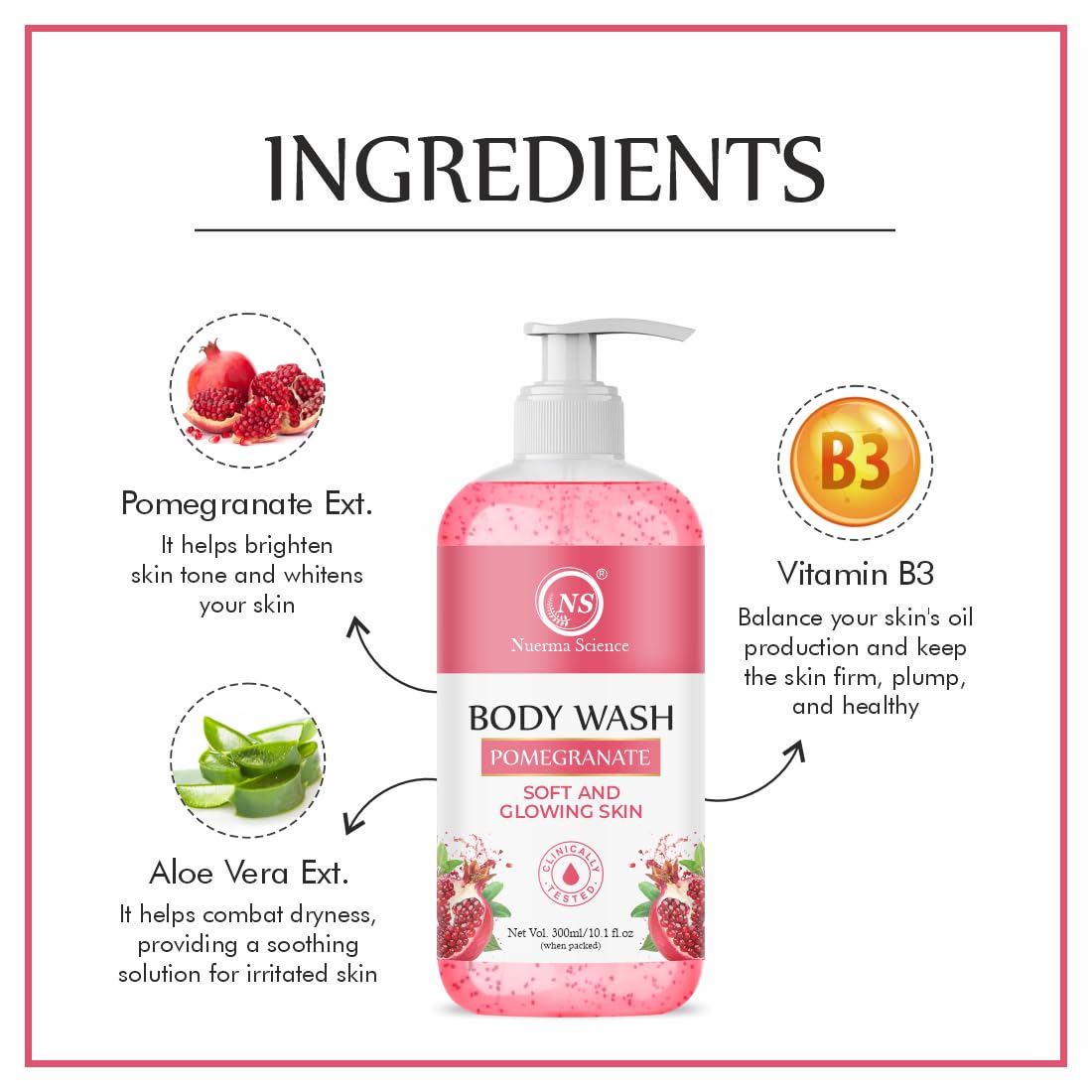 Nuerma Science Pomegranate Body Wash | For Soft & Glowing Skin