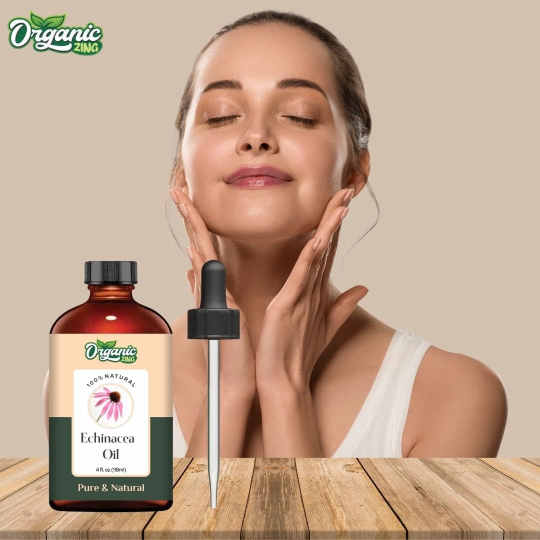 Organic Zing Echinacea (Echinacea angustifolia) Oil | Pure & Natural Carrier Oil for Skincare and Hair Care