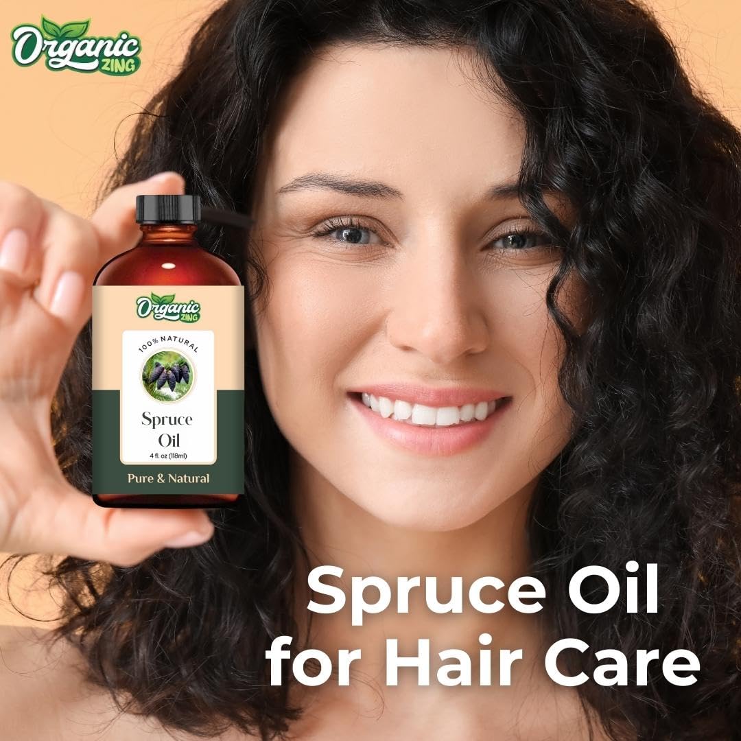 Organic Zing Spruce (Picea) Oil | Pure & Natural Essential Oil for Aroma, Diffusers, Hair Care & Massage