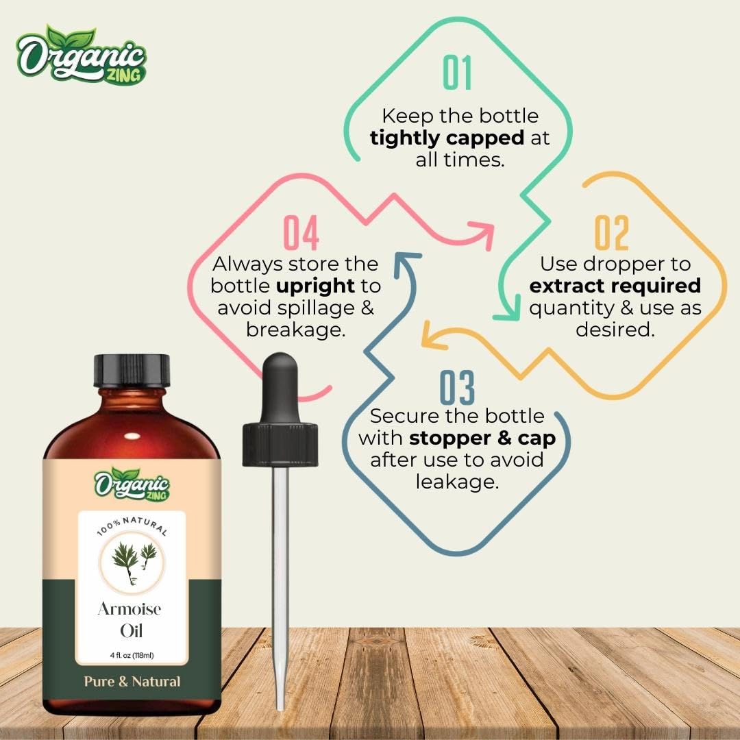 Organic Zing Armoise (Artemisia vulgaris) Oil | Pure & Natural Essential Oil for Massage, Aroma & Diffuser