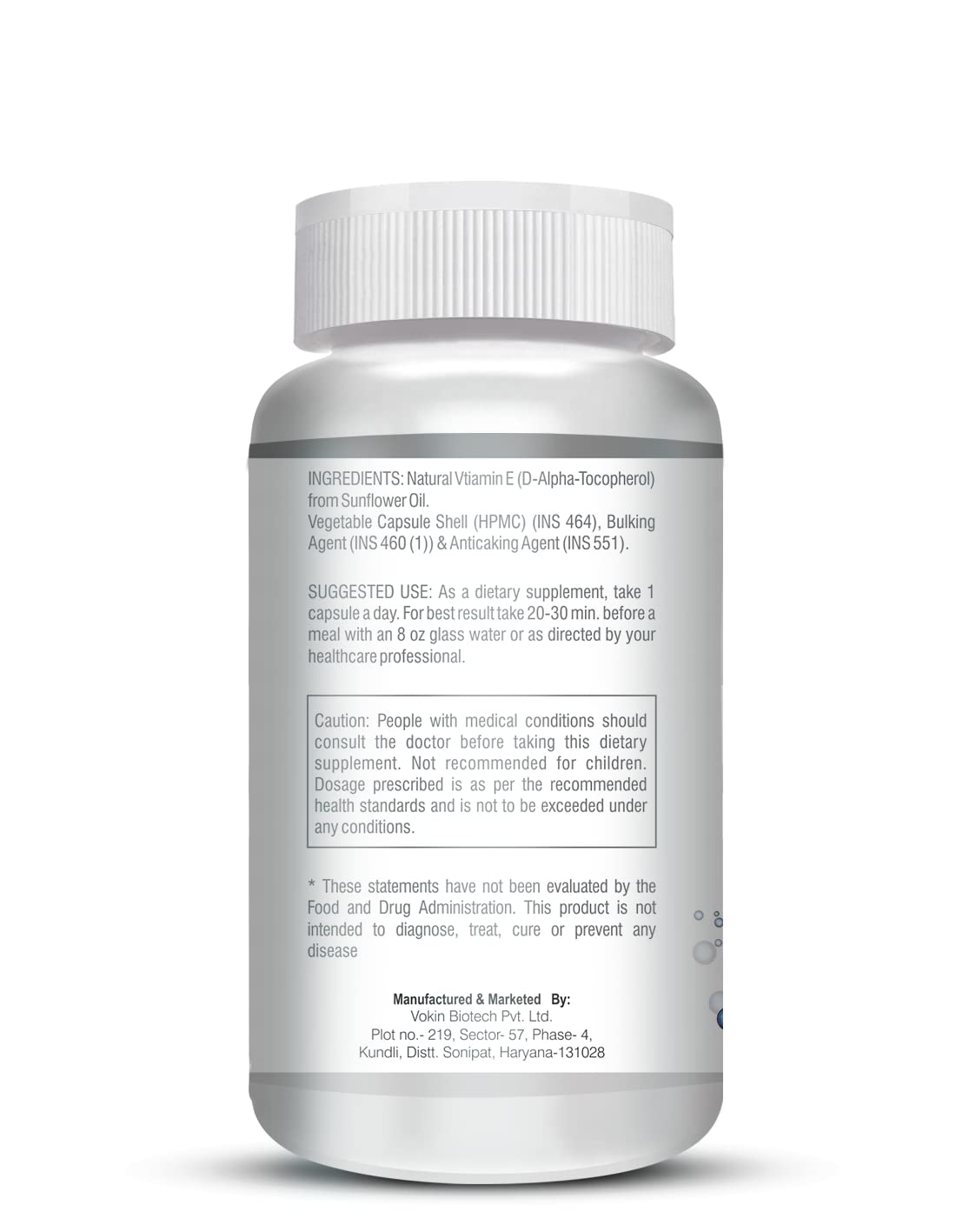 Vokin Biotech Natural Vitamin E from Sunflower - D-Alpha-Tocpherol - 10mg