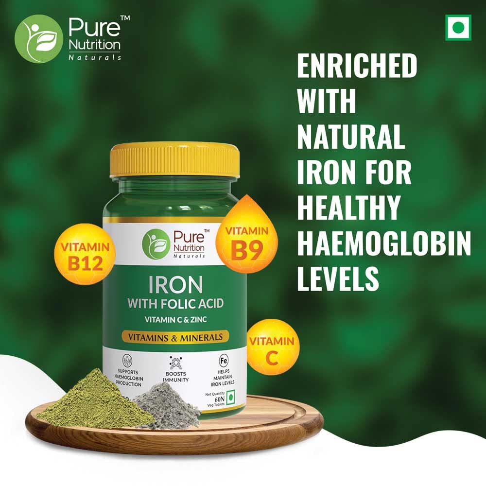 Pure Nutrition Iron Folic Acid with Zinc & Vitamin C Tablets