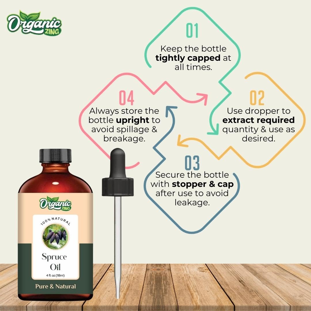 Organic Zing Spruce (Picea) Oil | Pure & Natural Essential Oil for Aroma, Diffusers, Hair Care & Massage