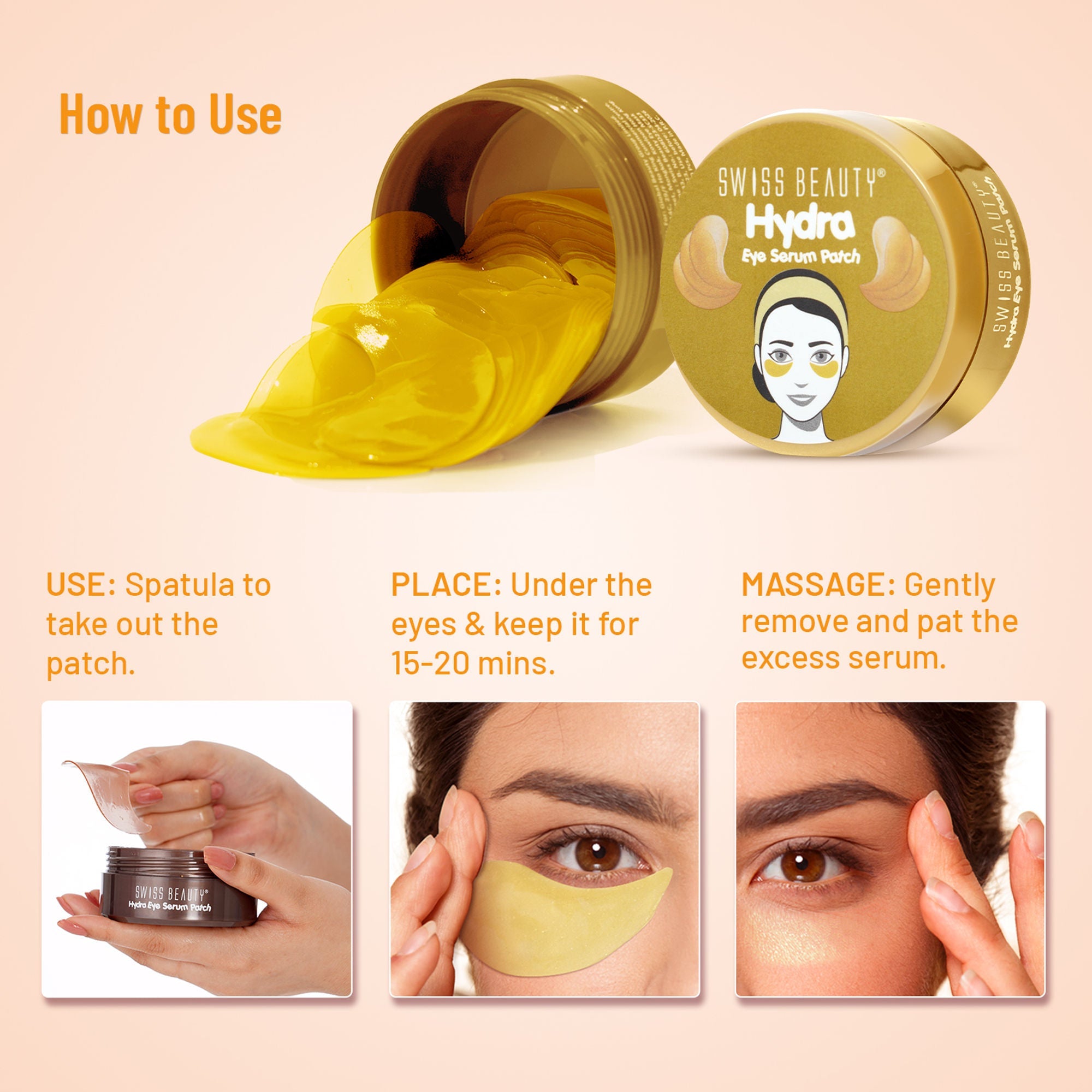 Swiss Beauty Hydra Eye Serum Patches For Dark Circles And Puffiness , Hydrate Skin - Vitamin-C