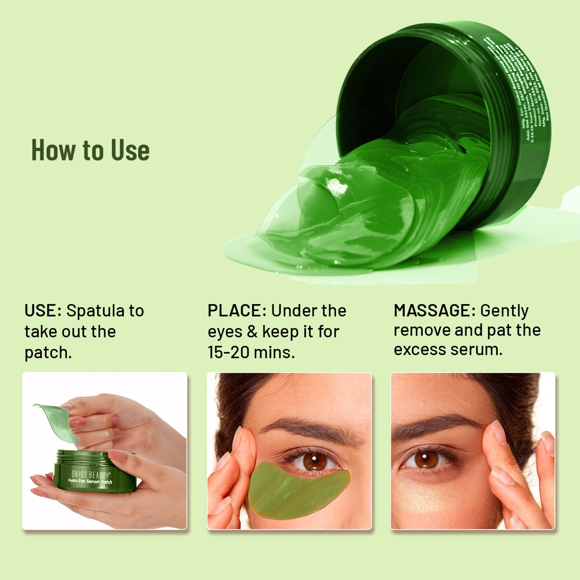 Swiss Beauty Hydra Eye Serum Patches For Dark Circles And Puffiness , Hydrate Skin - Alove Vera