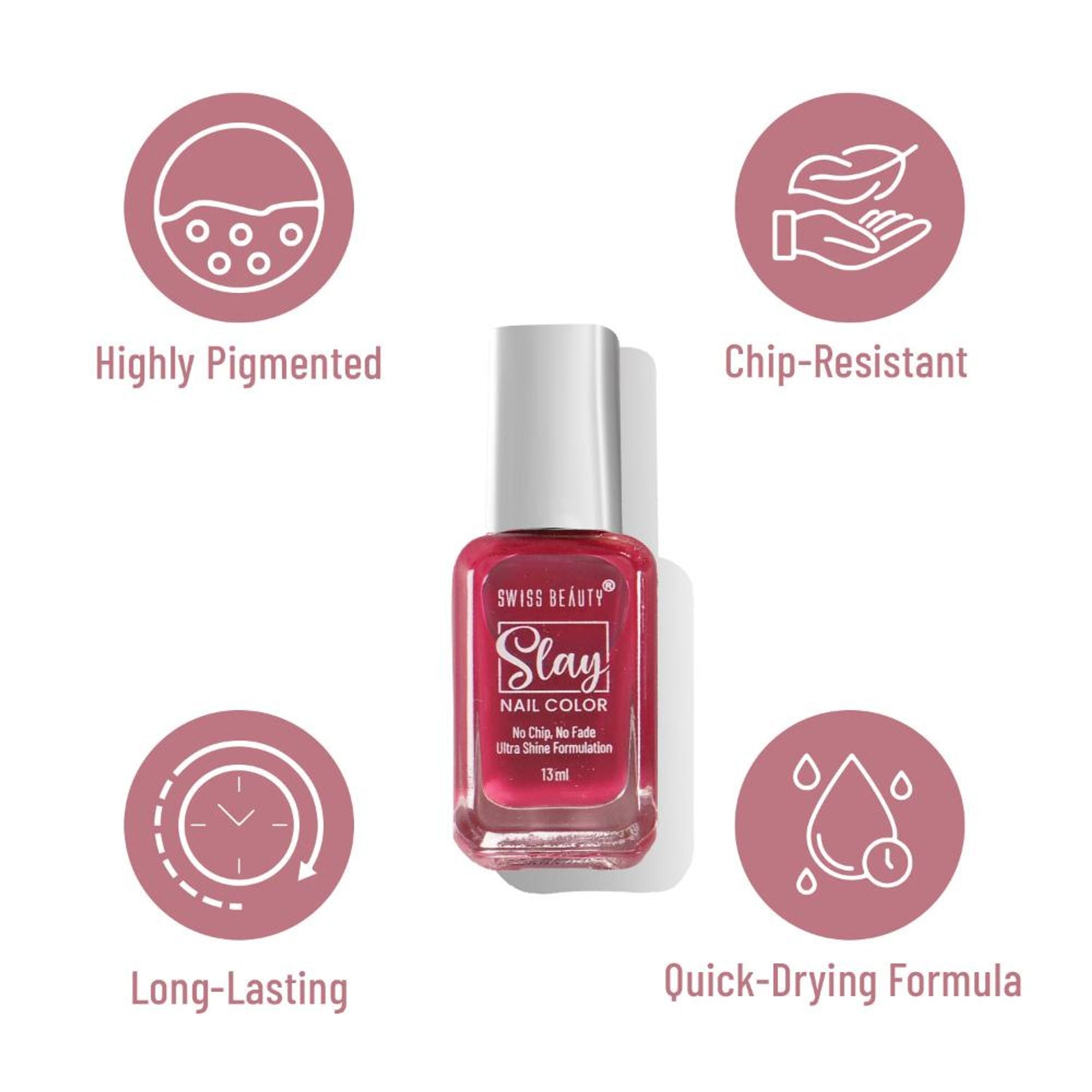 Swiss Beauty Slay Nail Color With Ultra Shine Formulation - 706 Glitter Copper