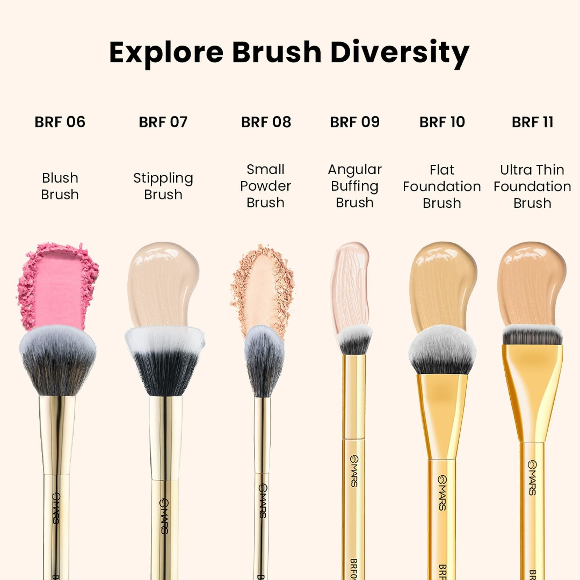 MARS Cosmetics Artists Arsenal Angular Buffing Brush Golden - BRF09