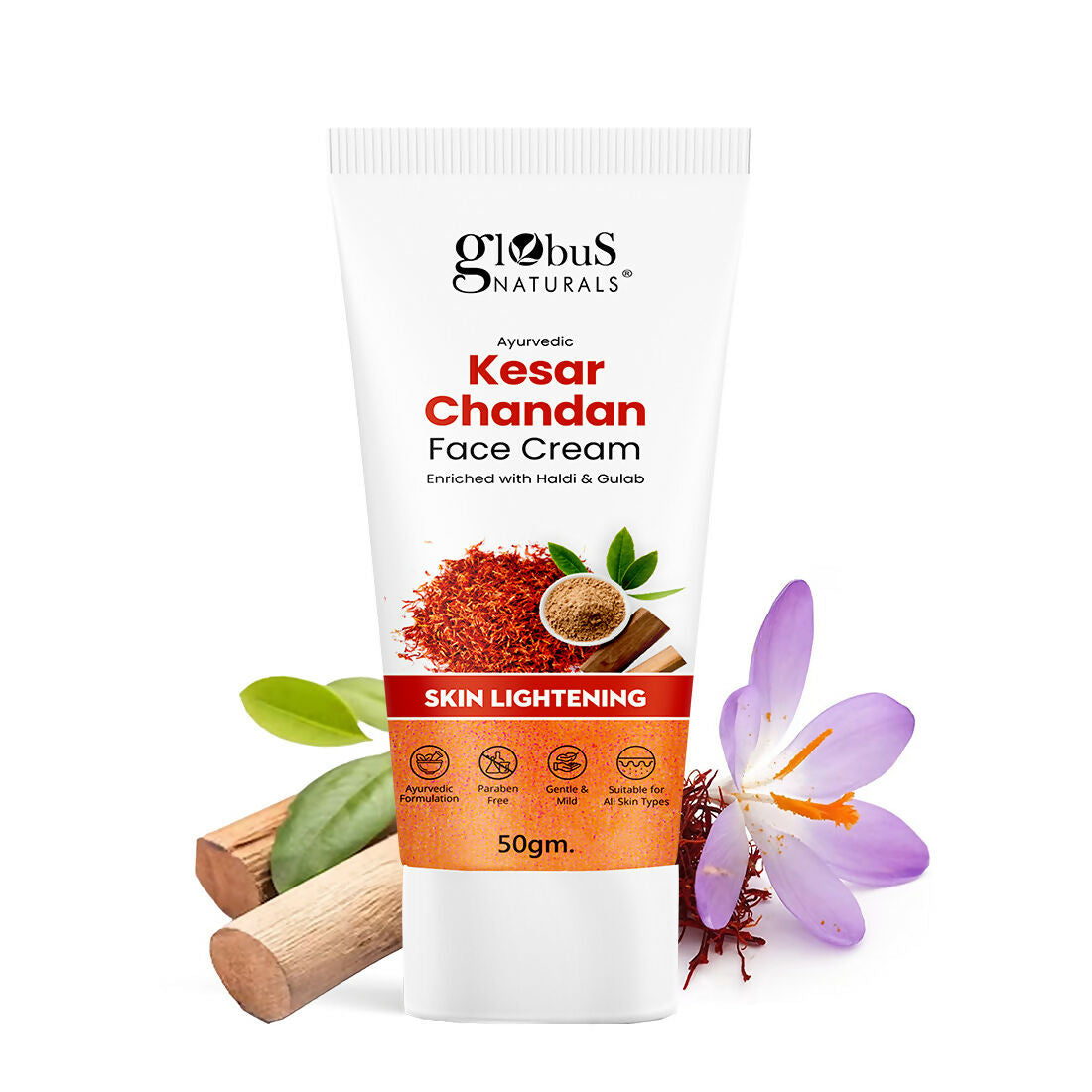 Globus Naturals Daily Glow Kesar Chandan Face Cream with SPF, Skin Lightening Formula For All Skin Types