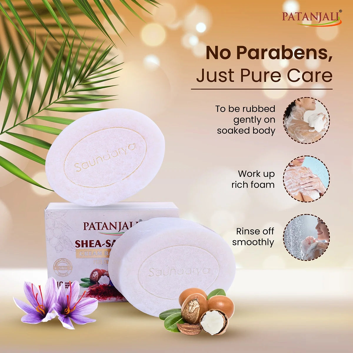 Patanjali Shea- Saffron Cream Bathing Bar 125g (B3 G1)