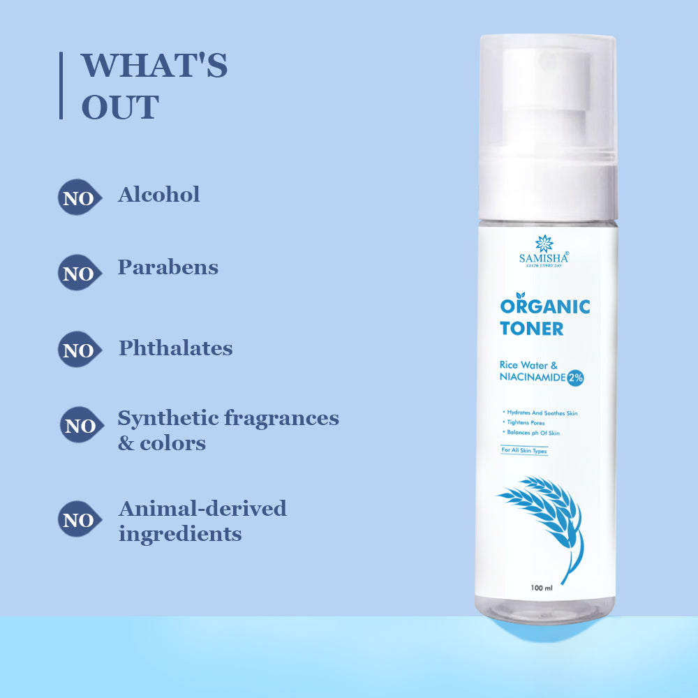 Samisha 2% Niacinamide & Rice Water Organic Face Toner
