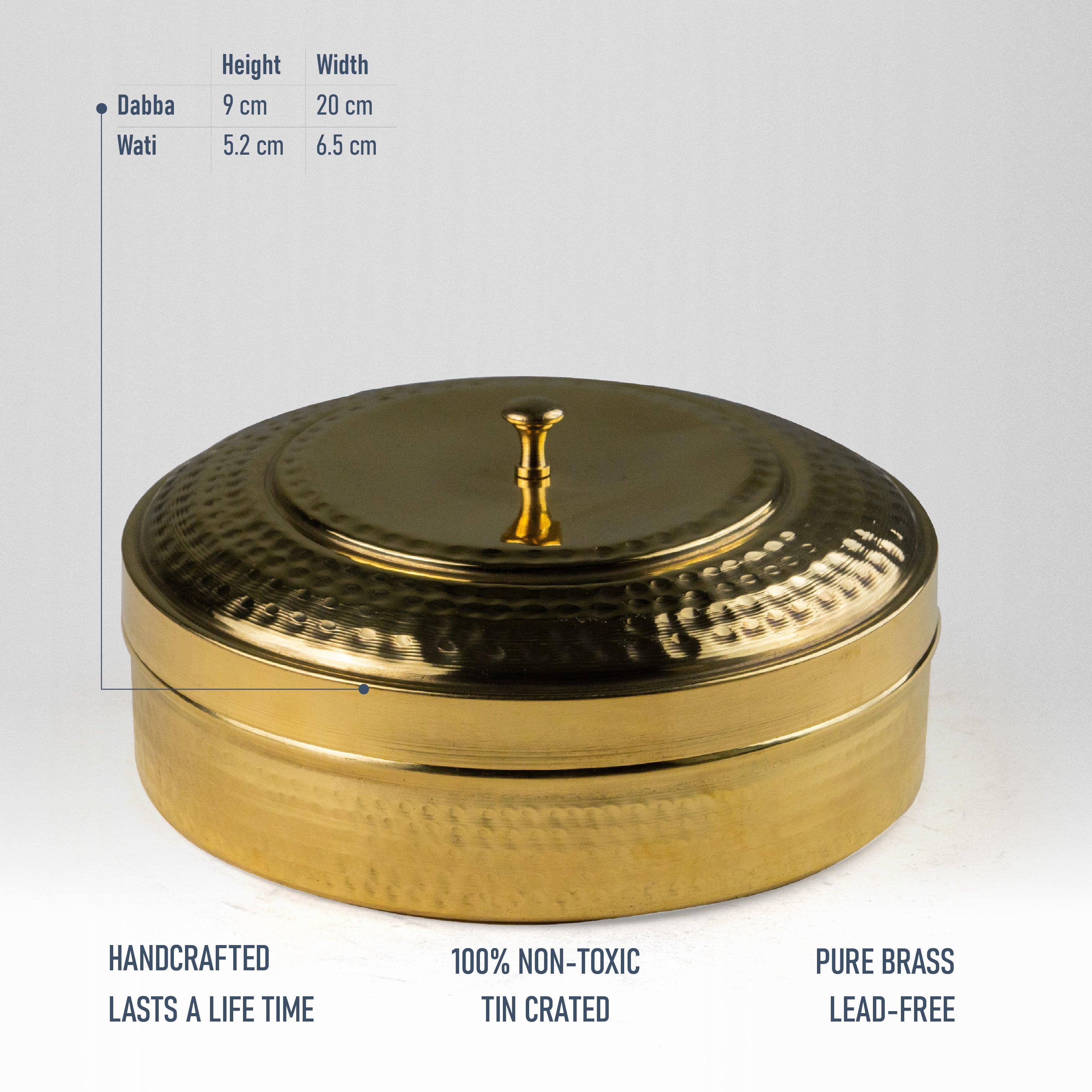 Health Smith Pure Brass Masala Dabba/Spice Box Dabba for Kitchen - 7 Containers and 1 Spoon - Lead-Free & Harmless