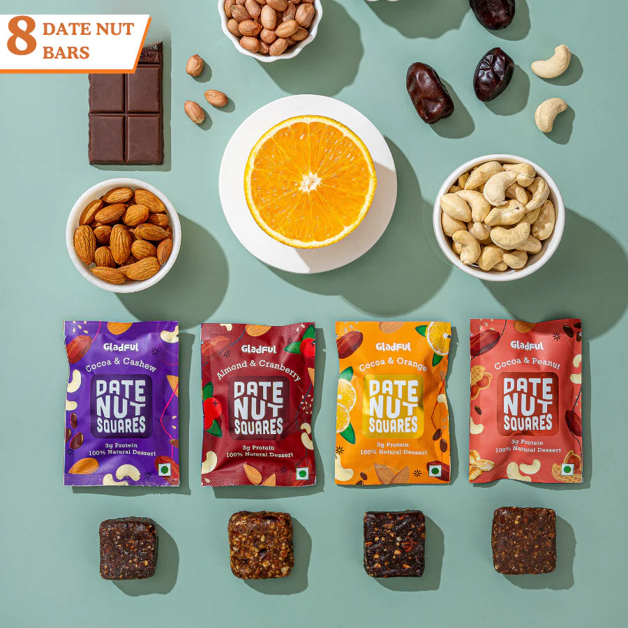 Gladful Date Nut Squares - Try Them All Pack: 8 Bars