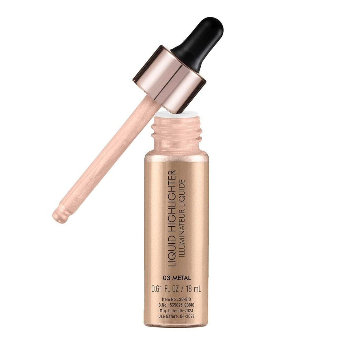Swiss Beauty Drop and Glow Liquid Highlighter , Shimmer Shine , Dewy Finish - 03 Metal