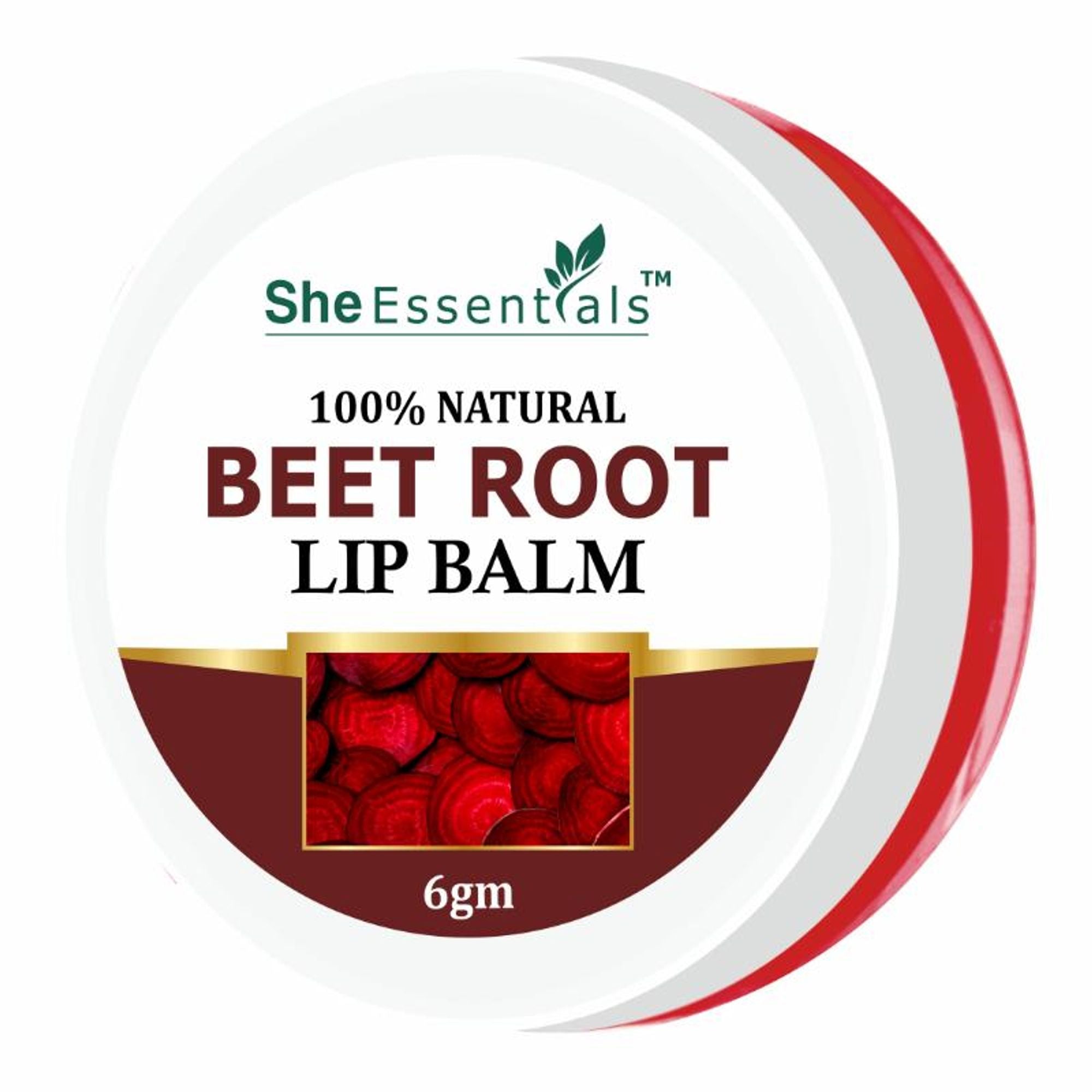 She Essentials Beetroot Lip Balm For Lip Lightening, Dry & Chapped Lips, Makes Soft & Glossy Lips