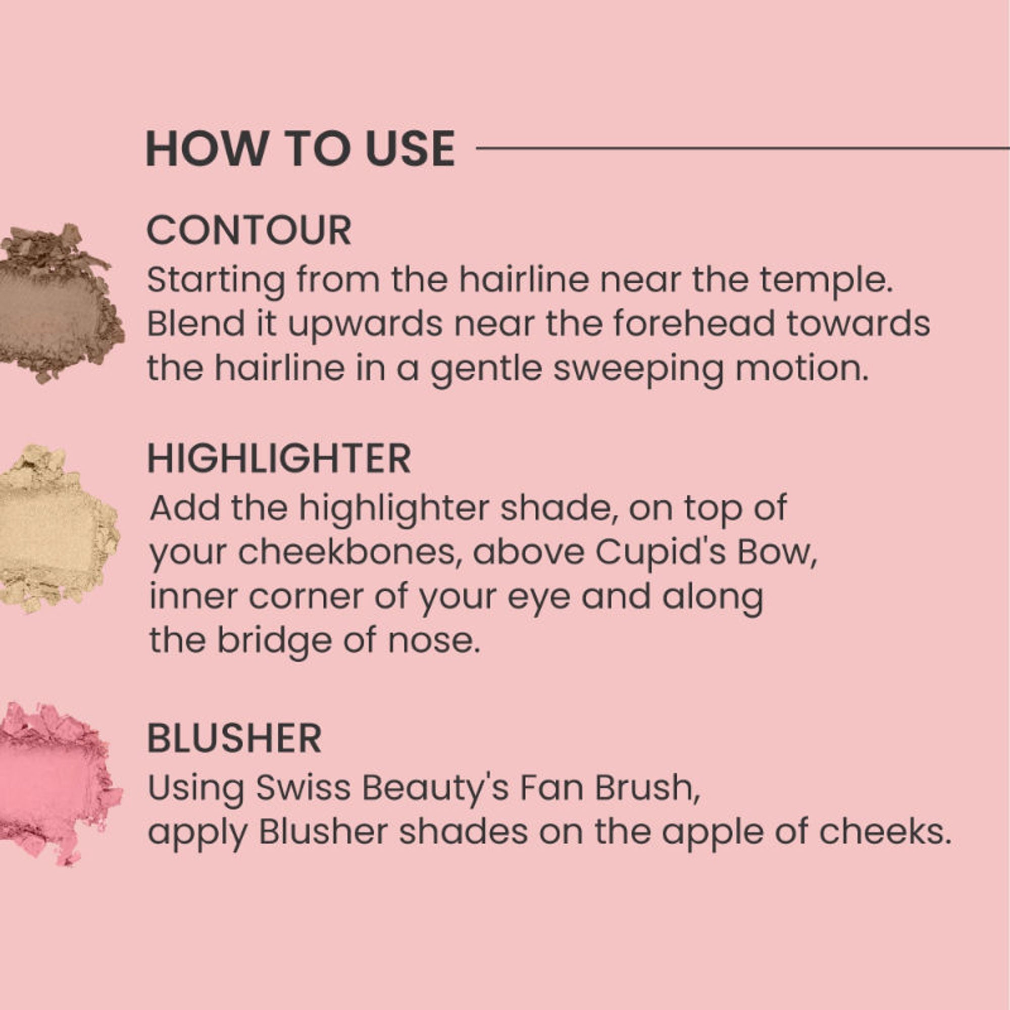 Swiss Beauty Cheek-A-Boo 3 In One Blushe Contour And Highlighter - 2