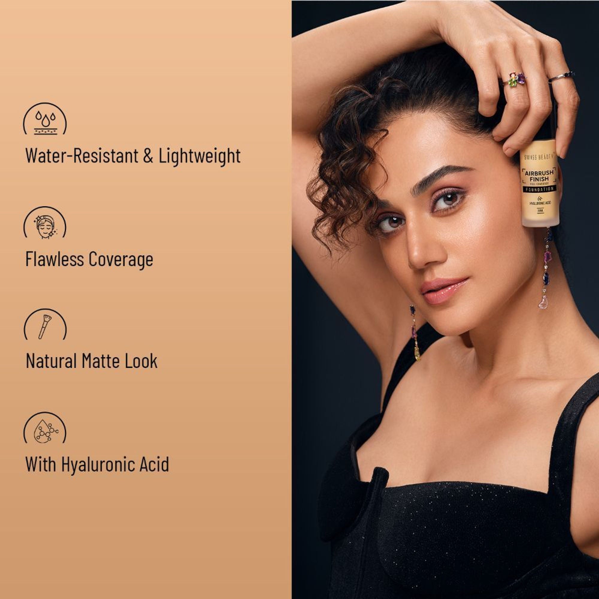 Swiss Beauty Airbrush Finish Full Coverage Foundation - 6 Warm Sun