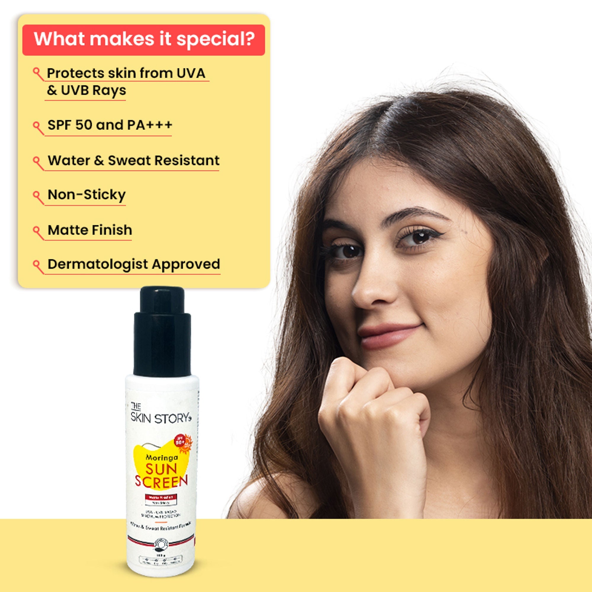 The Skin Story Moringa Face Sunscreen SPF 50+ PA+++ For Detan