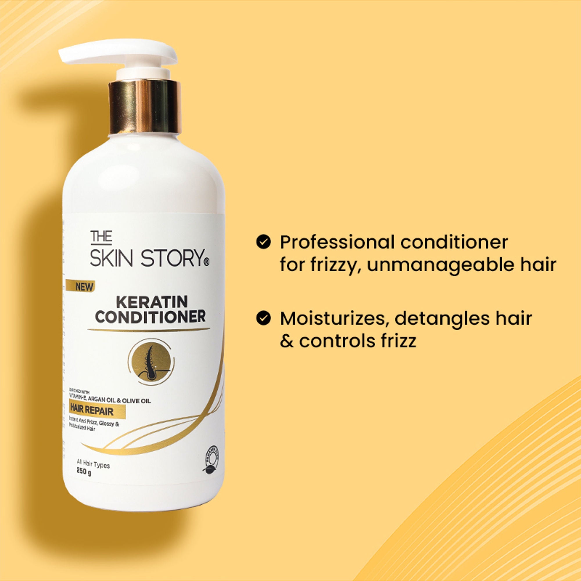 The Skin Story Sulphate Free Anti Frizz Keratin Hair Conditioner, Instant Gloss Smooth Shine, Vit E