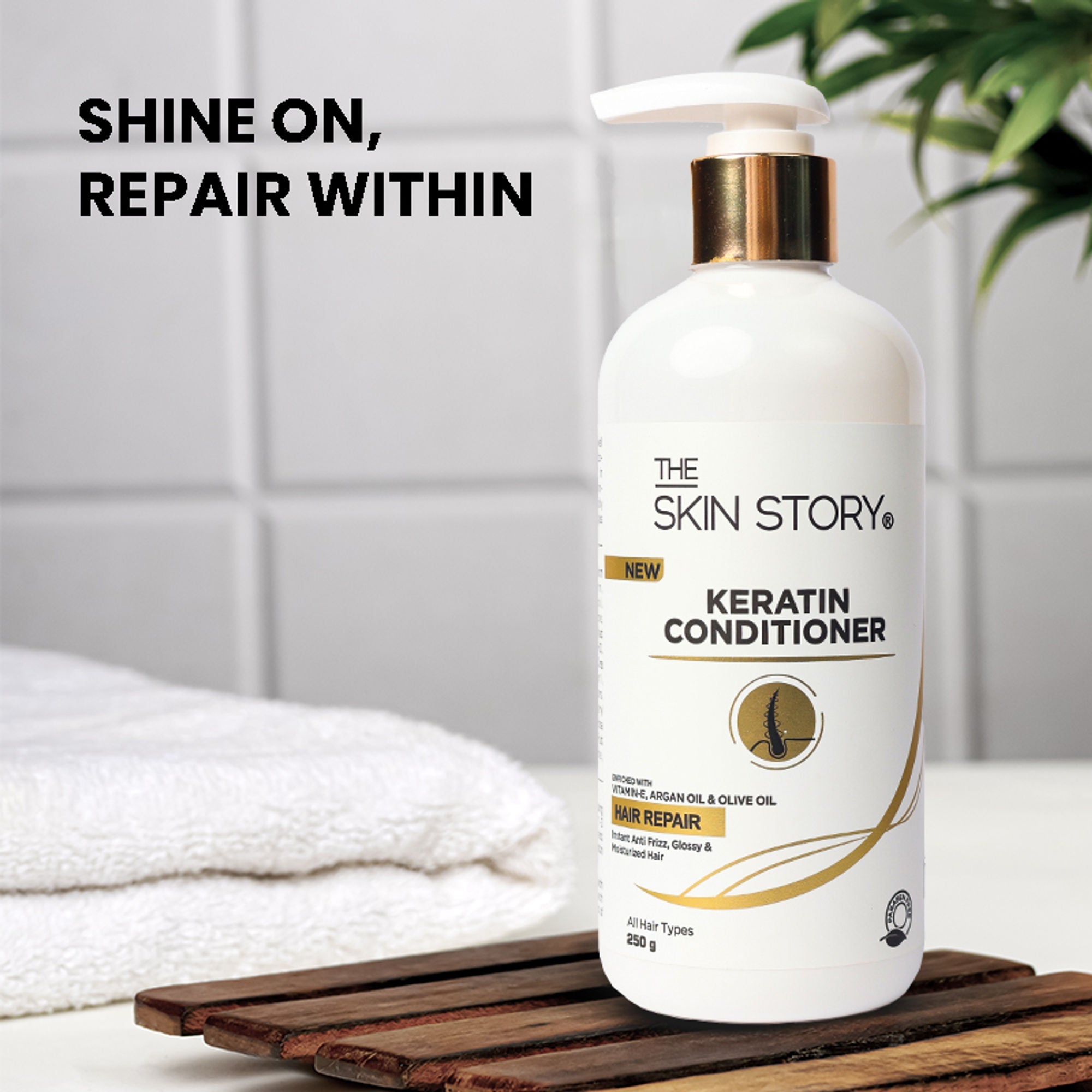 The Skin Story Sulphate Free Anti Frizz Keratin Hair Conditioner, Instant Gloss Smooth Shine, Vit E