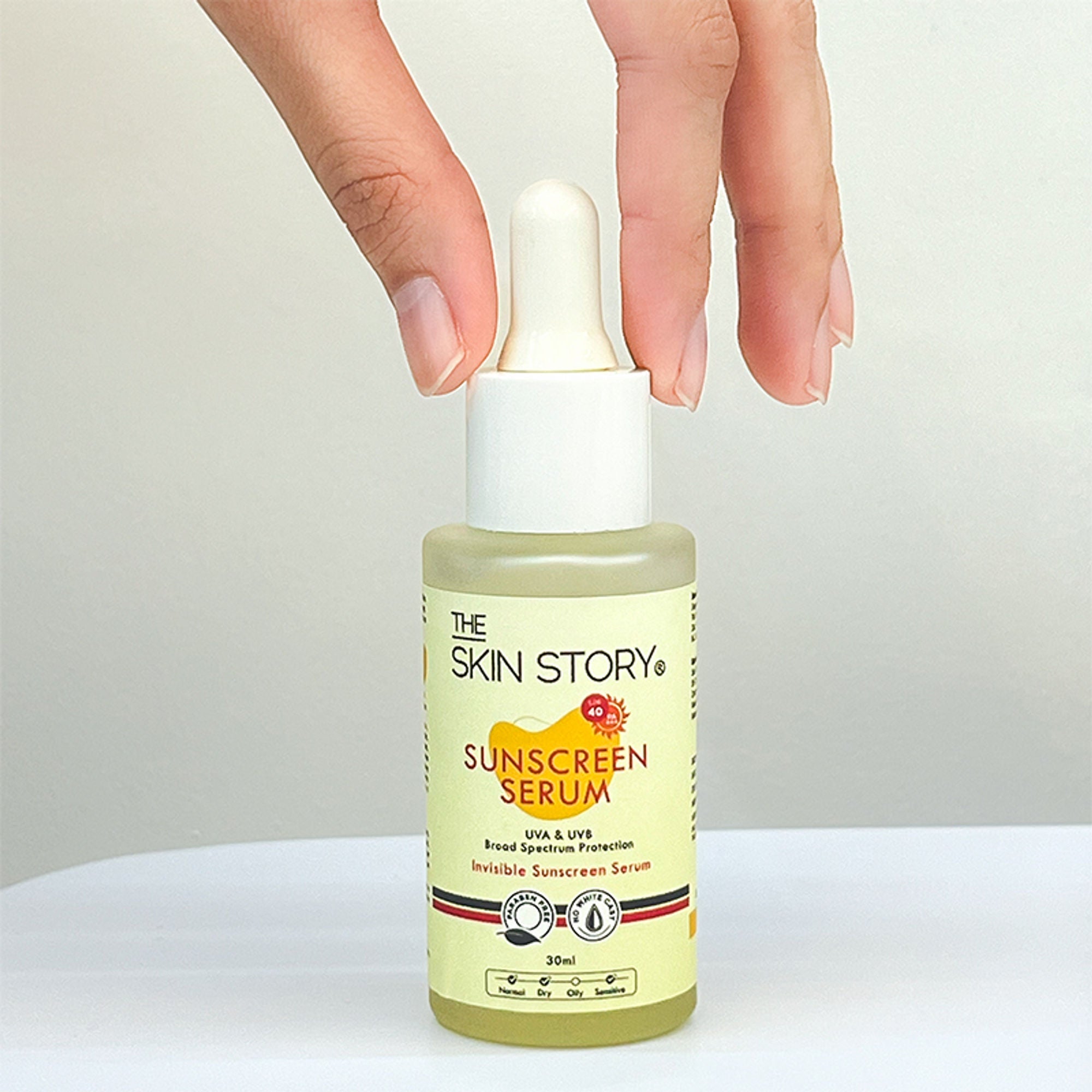 The Skin Story Invisible Liquid Sunscreen Serum For Face, SPF 40 PA+++ With Vitamin E