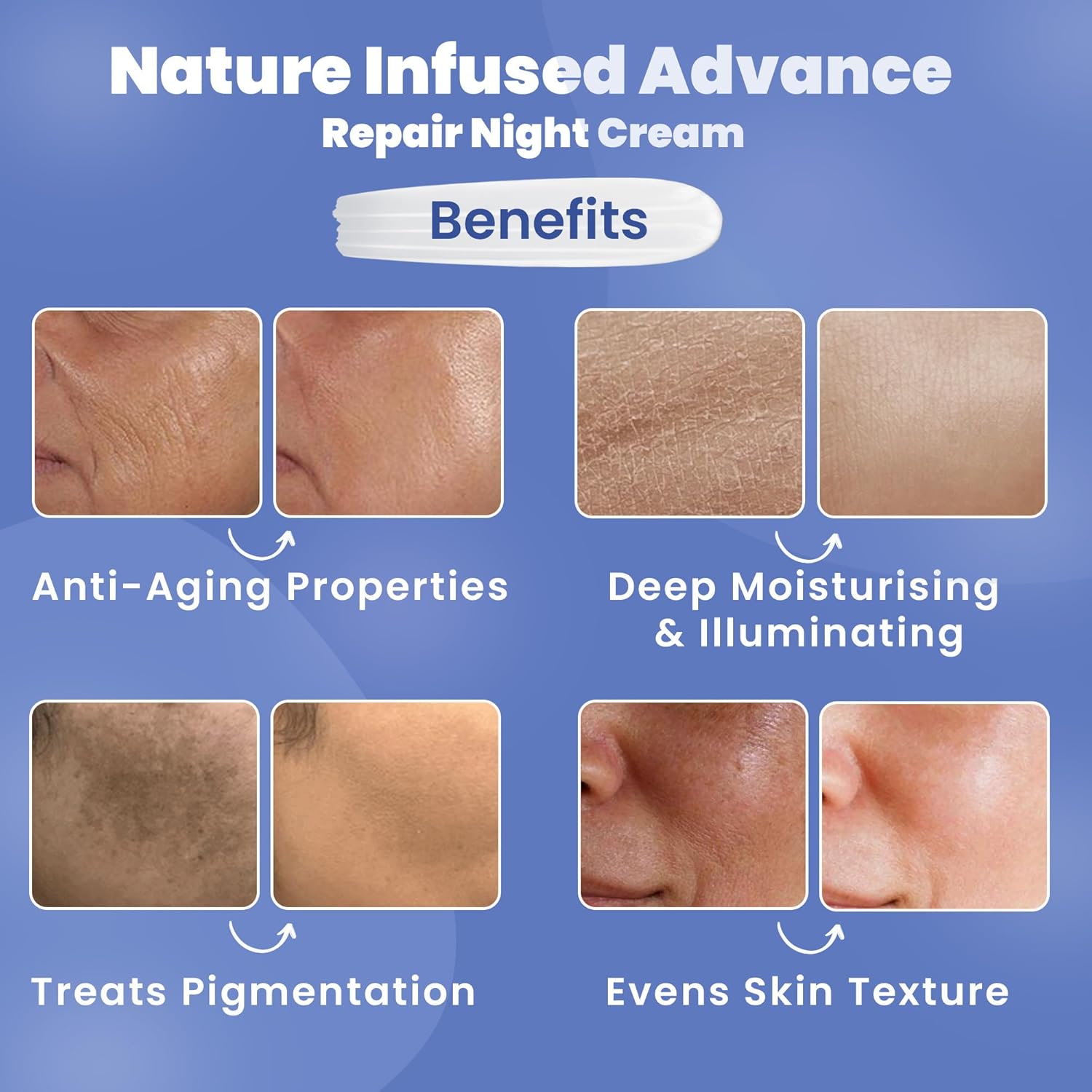 WildOak Vitamin A + Anti Aging Night Cream | Repairs Fine Line & Wrinkles | Dark Spots, & Blemishes | 6x Power of Saffron, Sandalwood, Licorice, Tamarind Seed, Calendula & Jojoba | 50gm