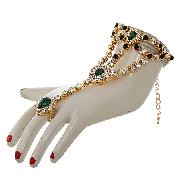 Tehzeeb Creation Bridal Dulhan Designer 18k Gold Plated Gold Color Pearl Stone Set 9 pcs. for Women & Girls THZ498