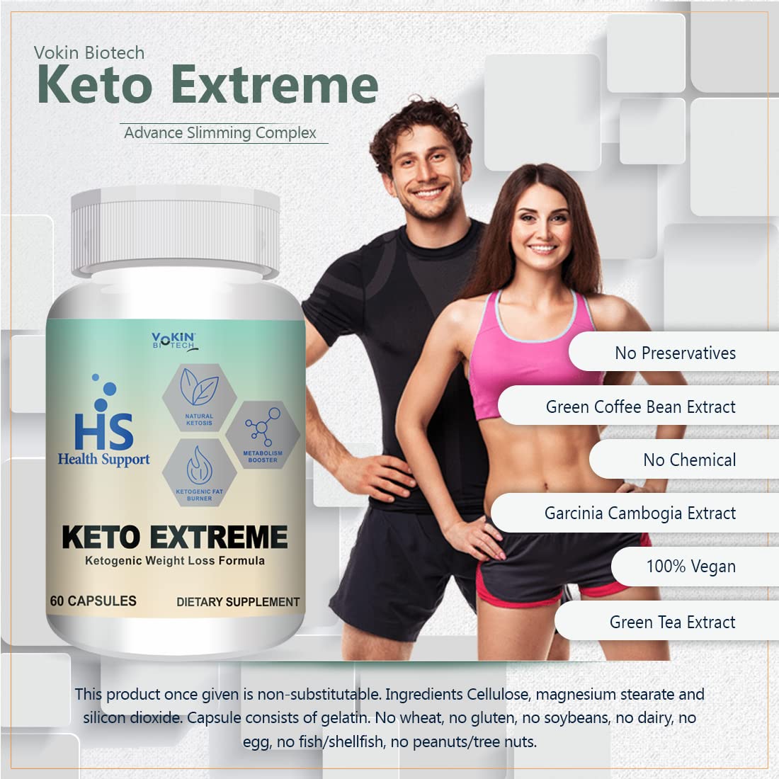 Vokin Biotech Keto Extreme Ketogenic Weight Loss Formula with Garcinia Cambogia Extract Fat Burner | Metabolism Booster