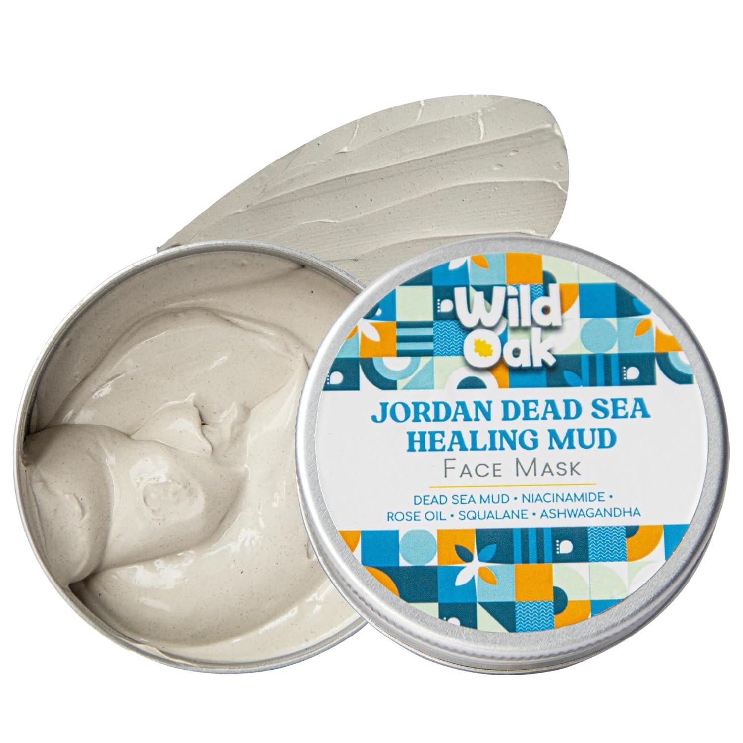 Wild Oak Jordan Dead Sea Healing Mud Face Mask | 2% Niacinamide | Blemishes & Anti Aging | De-Tan, Even Skin Tone, Brighter Complexion | Face Pack | For All Skin Types | 100gm