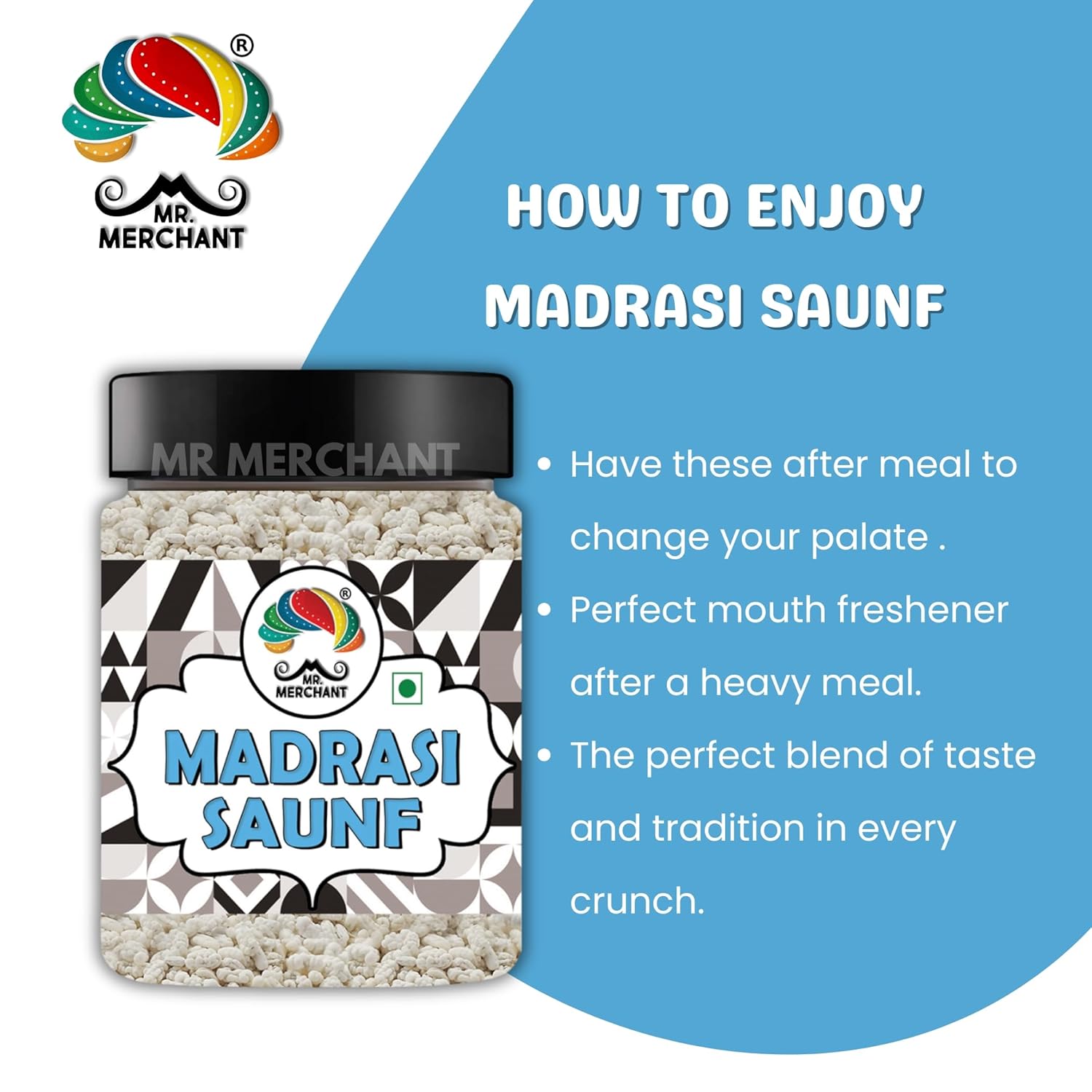 Mr. Merchant Madrasi Saunf (300 gm (Pack of 1))