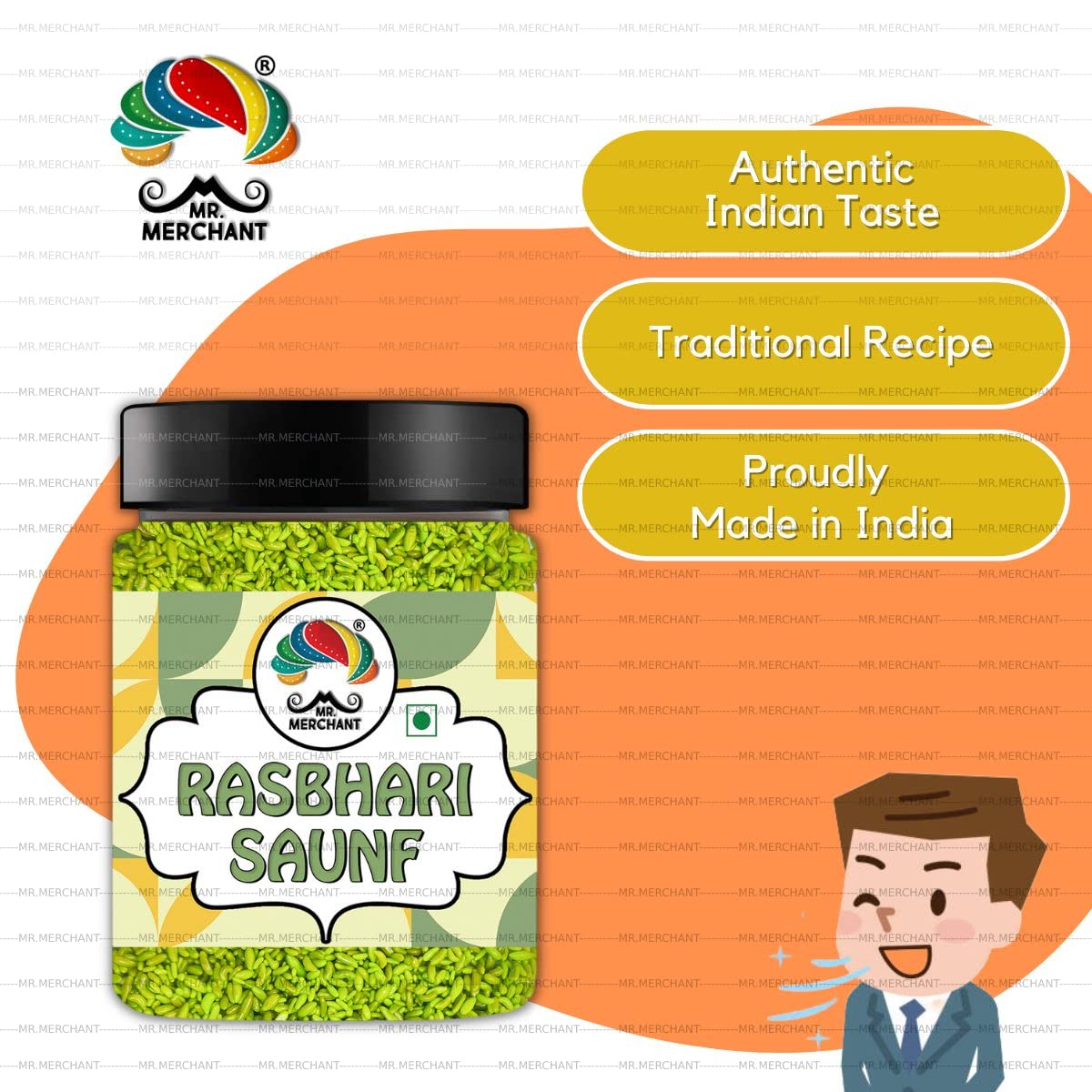 Mr. Merchant Rasbhari Green Special Saunf 300g(Green Sugar Coated Fennel Seeds) | (Mukhwas Mouth freshener Mix)