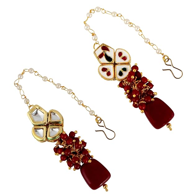 Tehzeeb Creation Meenakari Gold plated pentagon shape Uncut Kundan Necklace Set THZ440