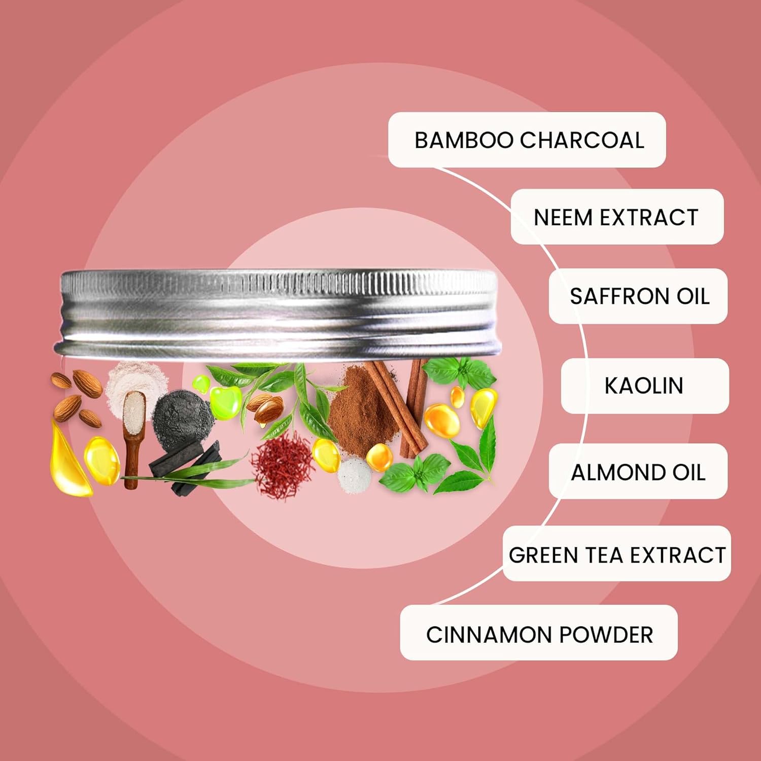 WildOak Tulsi, Neem & Kesar Face Scrub & Mask | Anti Acne | De-Tan & Open Pores | Anti Aging & Hyperpigmentation | Face Pack | Infused with Power of Bamboo Charcoal, Almond Oil, Cinnamon & Green Tea | 100gm