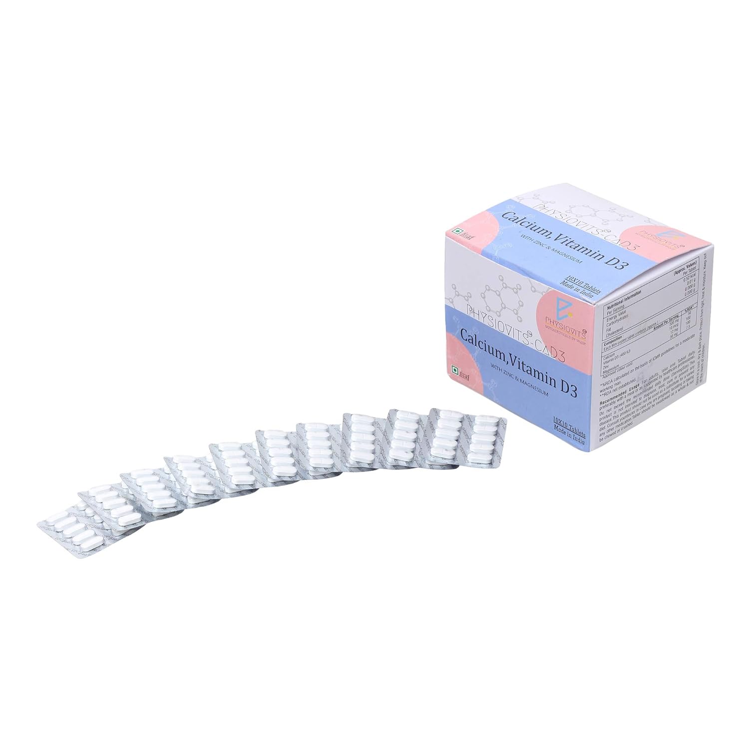 Physiovits CaD3 Calcium and Vitamin D3 with Zinc and Magnesium Tablets