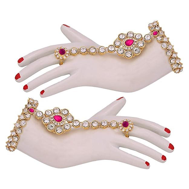 Tehzeeb Creation Designer Magenta Color Gold Plated Dulhan Choker Bridal Set with sheeshpatti for Girls & Women THZ407