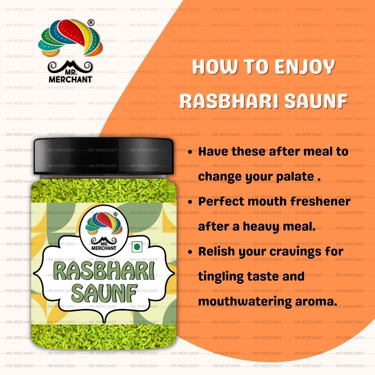 Mr. Merchant Rasbhari Green Special Saunf 300g(Green Sugar Coated Fennel Seeds) | (Mukhwas Mouth freshener Mix)