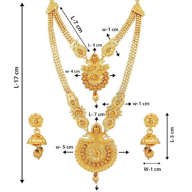 Tehzeeb Creation Traditional Gold Plated Kundan Necklace Set for Girls & Women THZ410